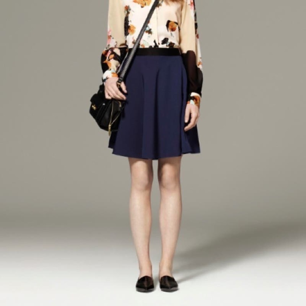 3/$20 3.1 Phillip Lim Navy Blue Black A-line Skater Flare Mini Skirt Size 4